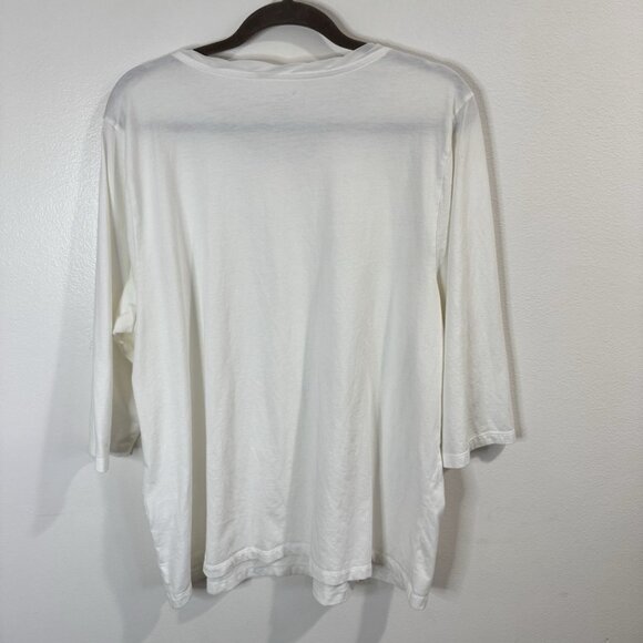 CJ Banks Shirt Set of 2 Size 2X White Green Blue Paisley Floral Blouses Stretch - Picture 8 of 12